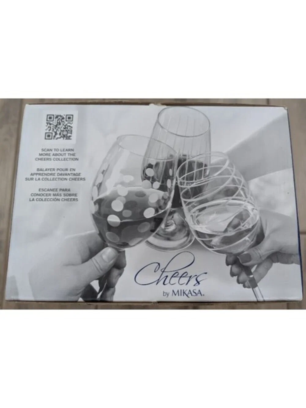 8 Etched Mikasa Cheers Stemless Wine Glasses Brand-New in Box Lead Free Crystal